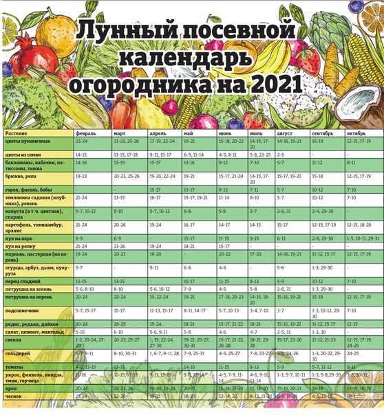Лунный посевной календарь на 2021 год для огородника и садовода